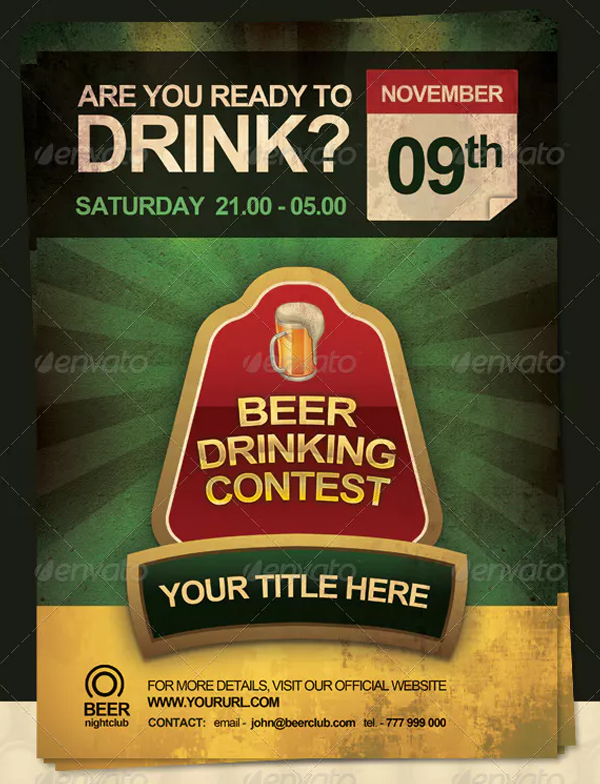 Beer Drinking Contest Flyer Design Template
