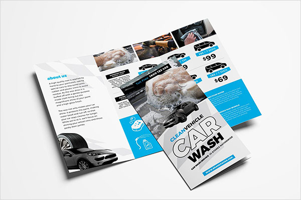 Car Wash Tri Fold Brochure Template