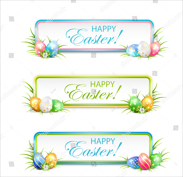 Easter Banners with Multicolored Eggs