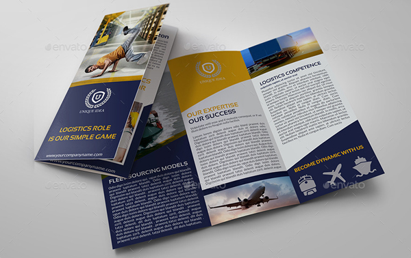 Editable Logistic Services Tri-Fold Brochure Template