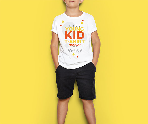 Free Young Kid T-Shirt Mock-Up PSD