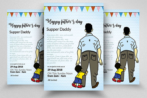 Hipster fathers Day Flyer Template