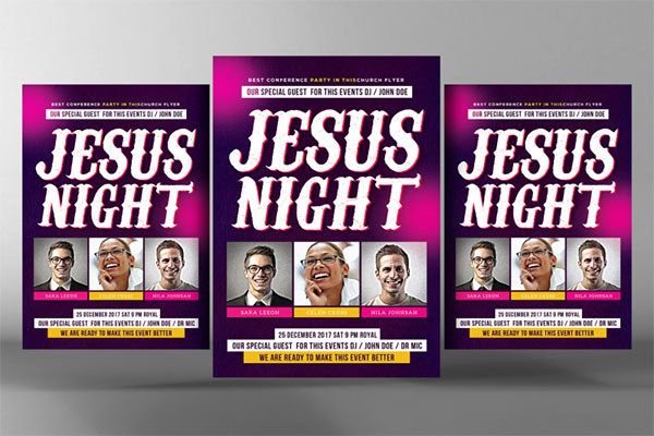 Jesus Night of Worship Flyer PSD