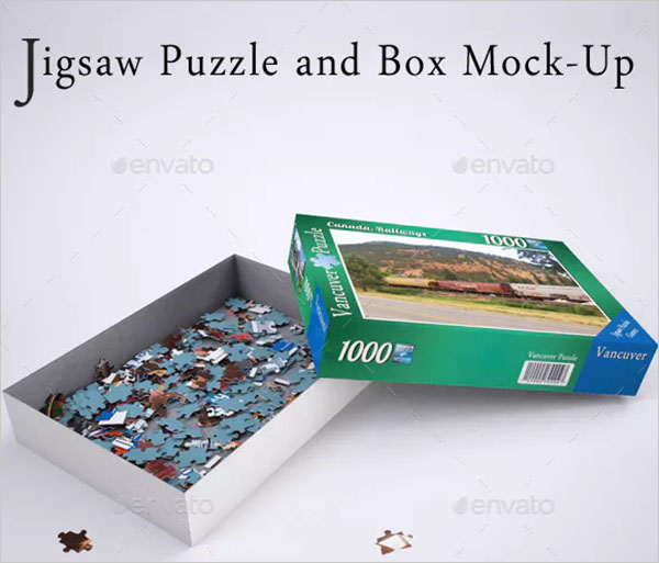 Jigsaw Puzzle and Box Mock-Up