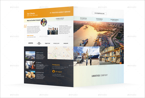 Logistics Company Bifold Editable Brochure Template