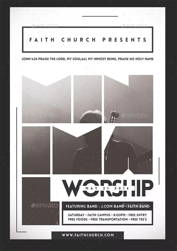 Minimal Worship Flyer PSD Template
