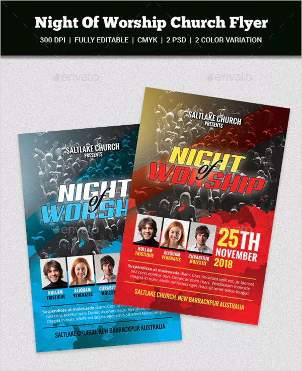 Night Of Worship PSD Flyer Template