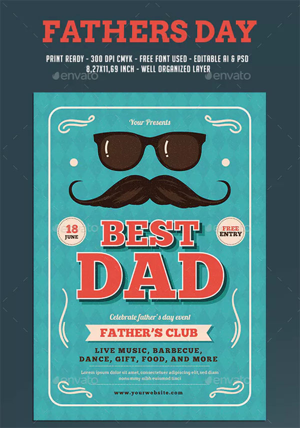 Party Father's Day Flyer Design Template