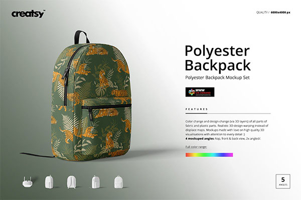 Polyester Backpack Mockup Set