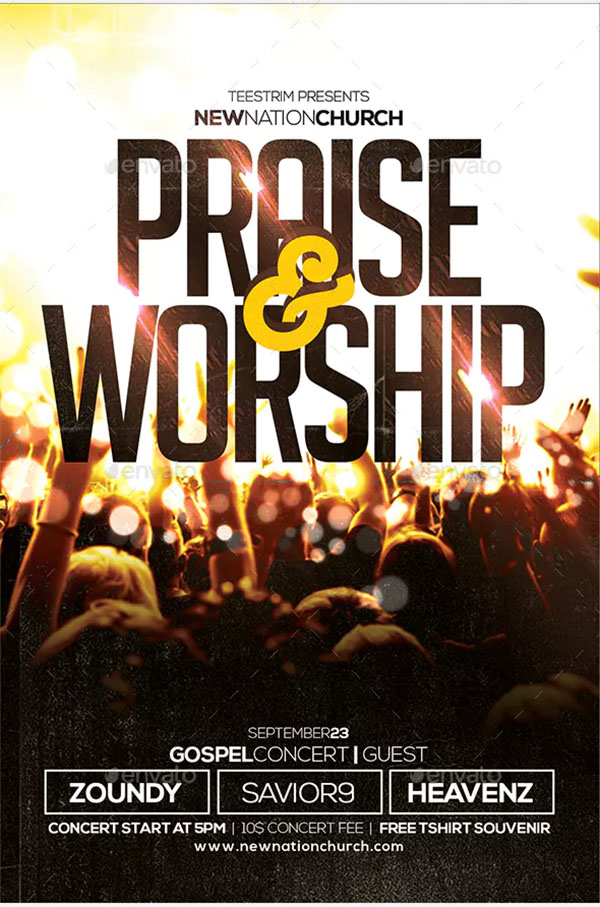 Praise and Worship Church Flyer