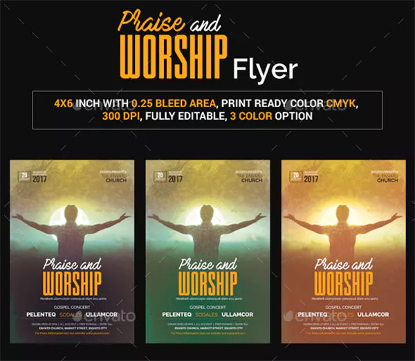 Praise and Worship Flyer PSD Design Template