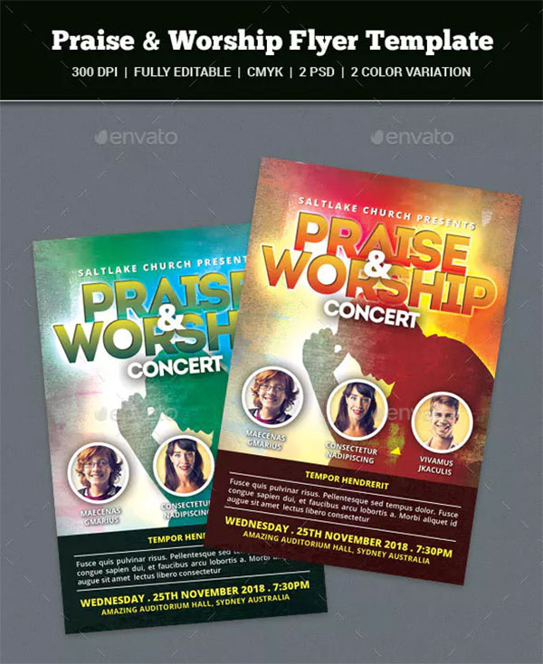 Praise and Worship Flyer PSD Design