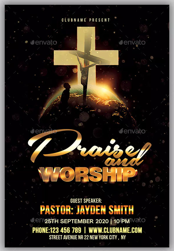 Praise and Worship PSD Flyer Design