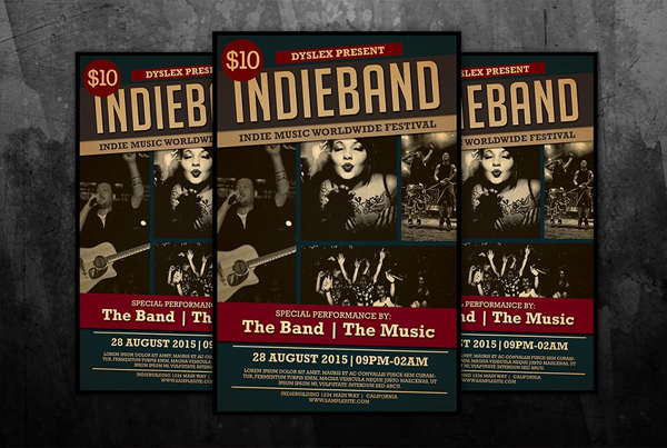 Printable Indie Band Music Flyer Design