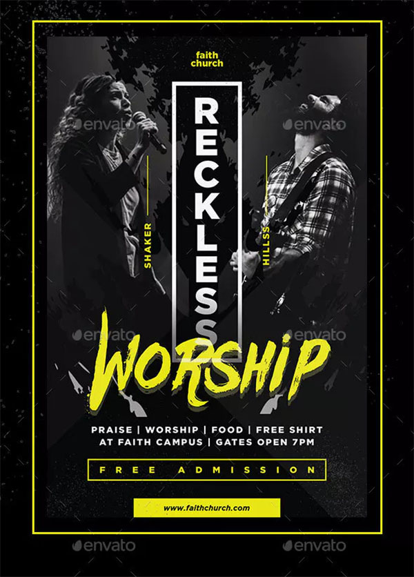 Reckless Worship Church Flyer
