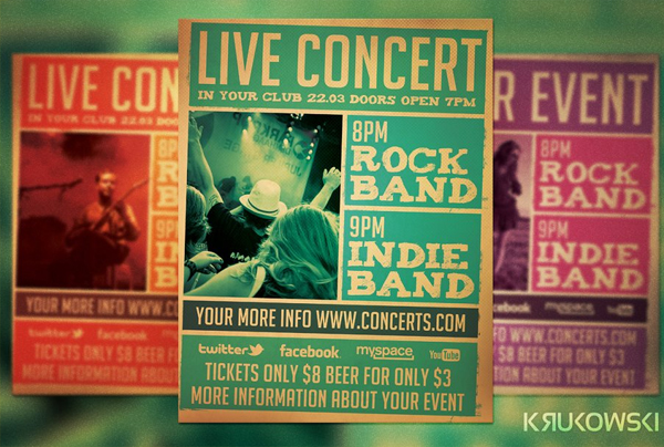 Rock Band Live Concert Flyer Template