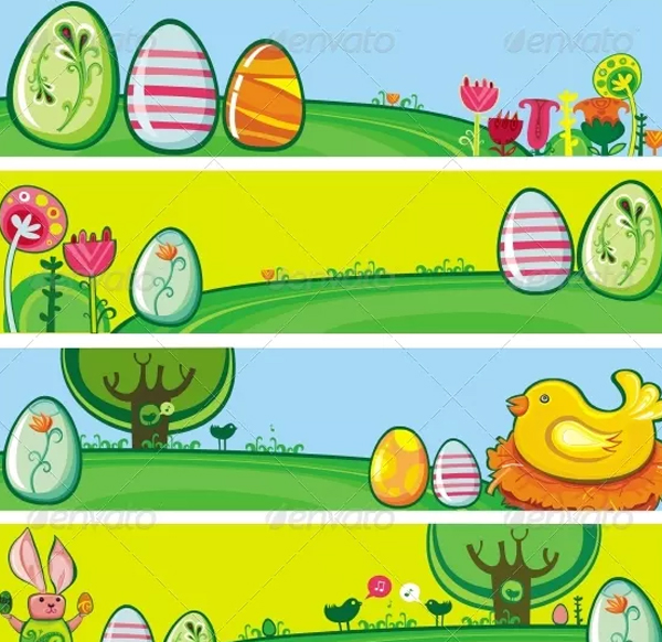 Set of Easter Banners