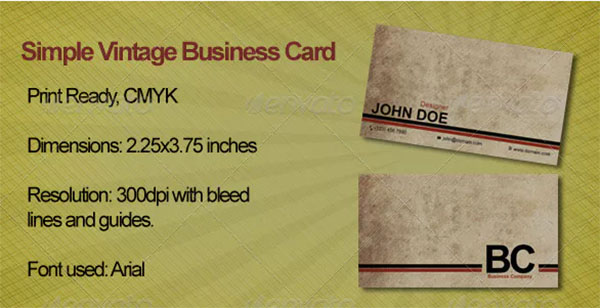 Simple Vintage Business Card Template