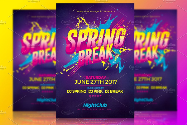 Spring Break Party Printable Flyer Template