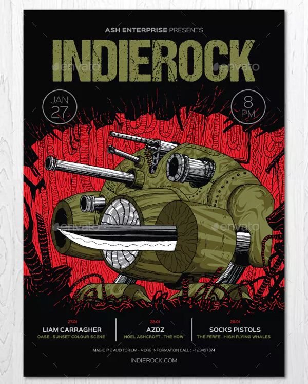 Tank Robot Indie Band Flyer