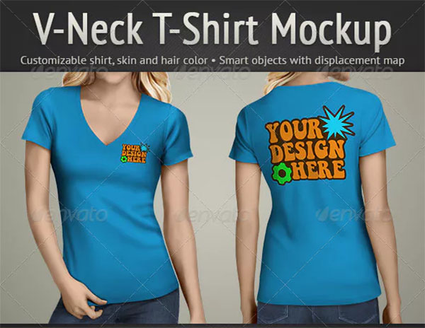 V-Neck T-Shirt Mockup Template