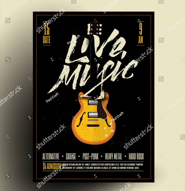 Vintage Styled Retro Live Rock Music Party Flyer Template