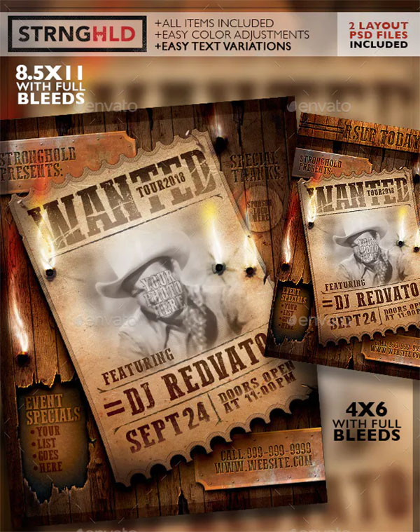 Vintage Wanted Poster Flyer Template