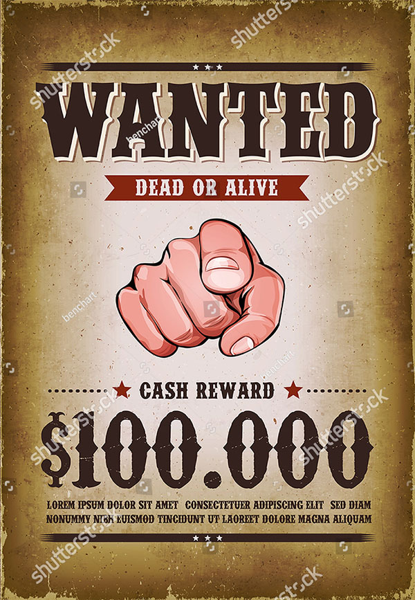 Vintage Wanted Western Poster