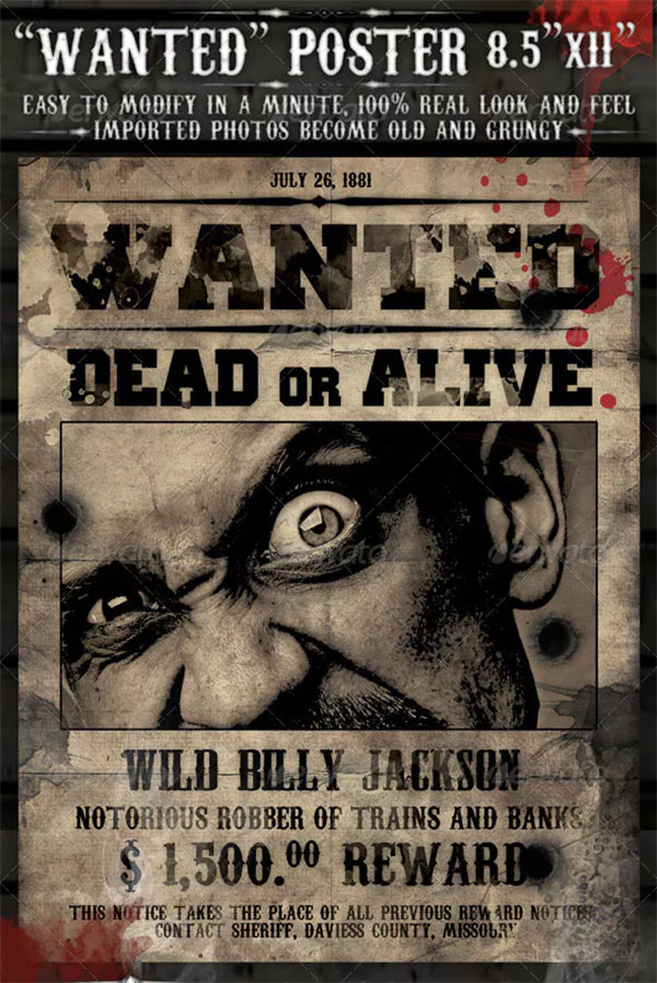 Wanted Poster Photoshop Template