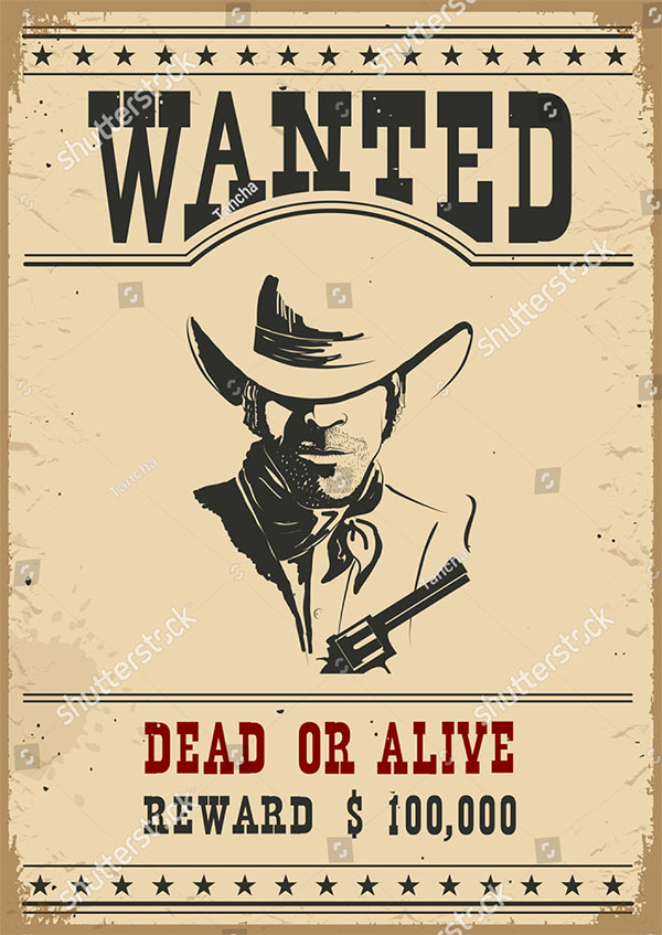 Wanted Poster Western Vintage Paper