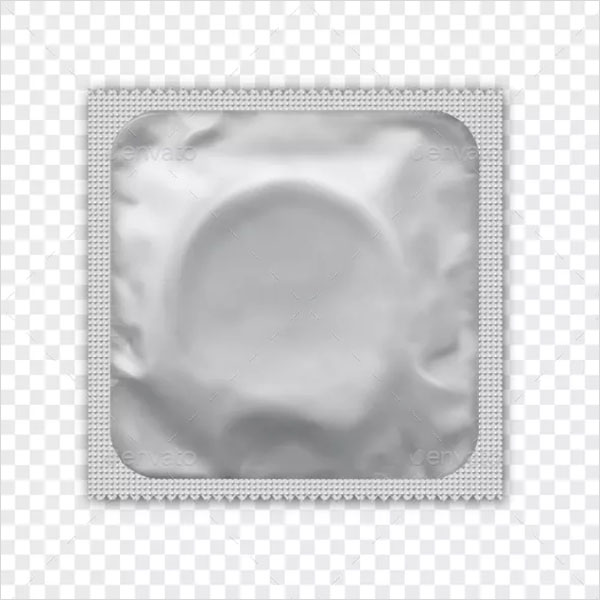 White Foil Wrapped Condom Realistic Vector