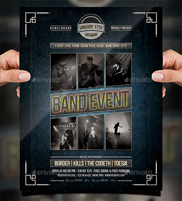 Band Event Flyer and Poster PSD File