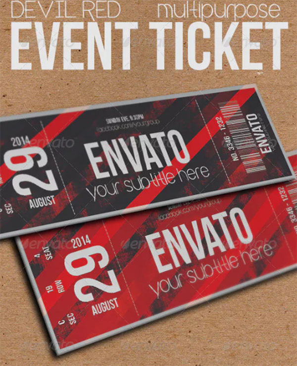 Devil Red Event Ticket Template