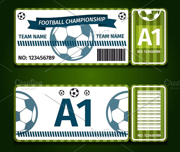 Football Soccer Ticket Card Design