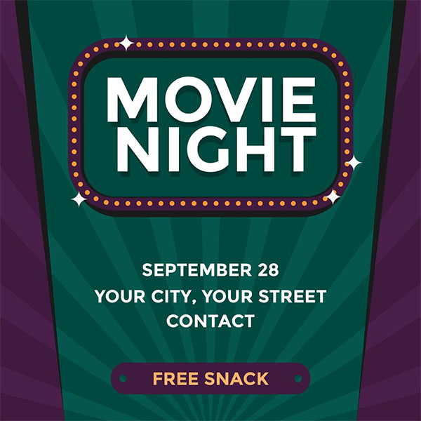 Free Vector Movie Night Poster and Flyer