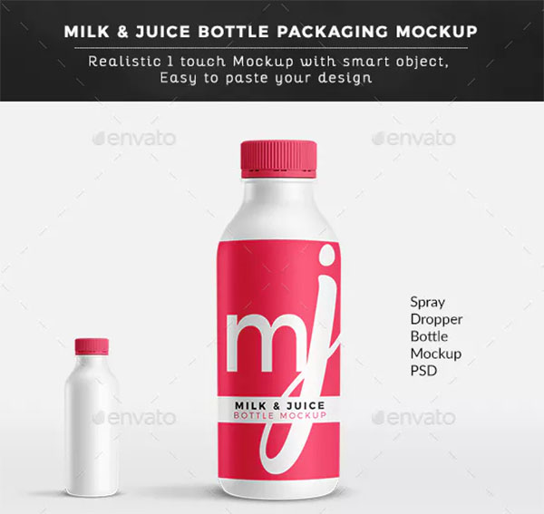 Milk and Juice Packaging Bottle Mockup