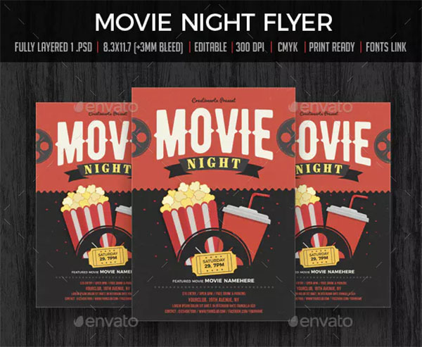 Movie Night and Movie Time Flyer