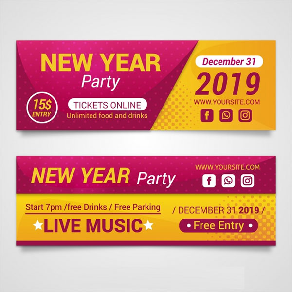 New Year Free Event Ticket Template