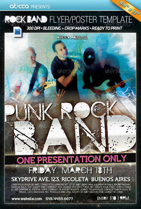 Punk Rock Band Flyer & Poster PSD Template