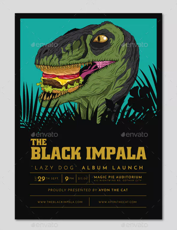 Raptor Burger Indie Band Flyer Poster Template