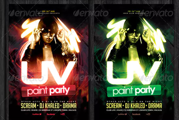 UV Paint Party Flyer Template