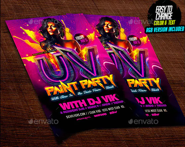 UV Paint Party Flyer
