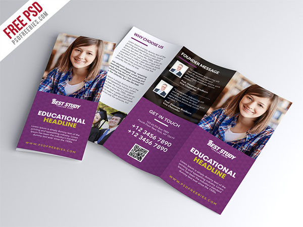 University College Trifold Brochure Free PSD Template