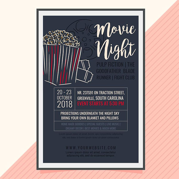 Vector Movie Night Poster and Flyer