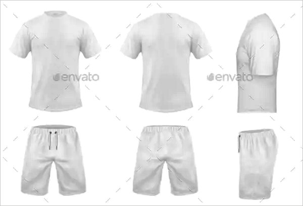 Vector Set of White Sport T-Shirts and Shorts