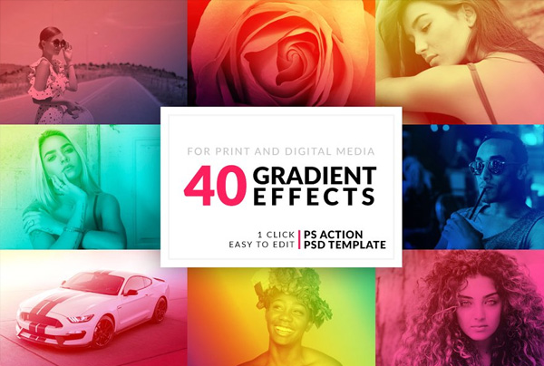 40 Gradient Photoshop Actions Bundle