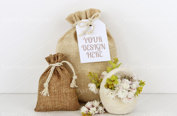 Bags with Empty Tag Mockup