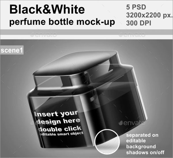 Black and White Perfume Bottle Mock-up