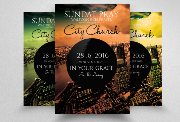 City Revival Church Flyer Printable Template