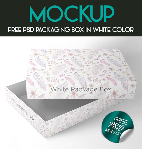 Free PSD Packing Box Mockup in White Color